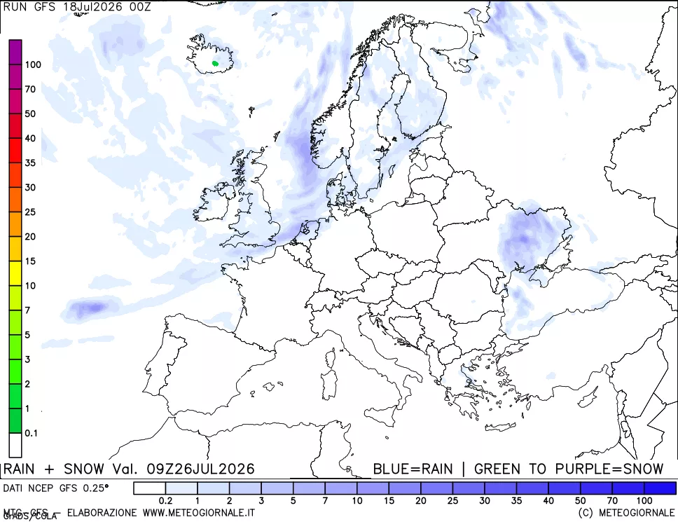 mappa Precipitazioni totali e nevose
