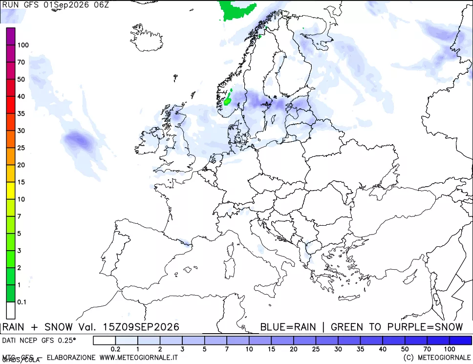 mappa Precipitazioni totali e nevose