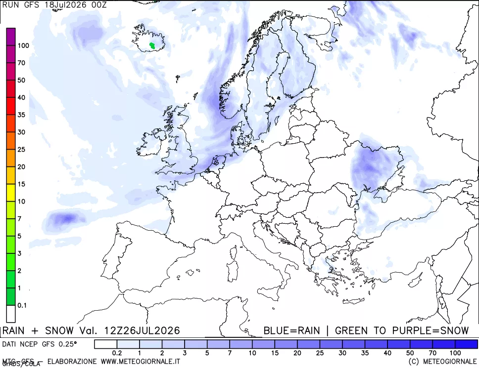 mappa Precipitazioni totali e nevose
