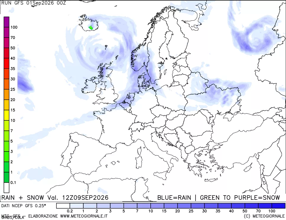 mappa Precipitazioni totali e nevose