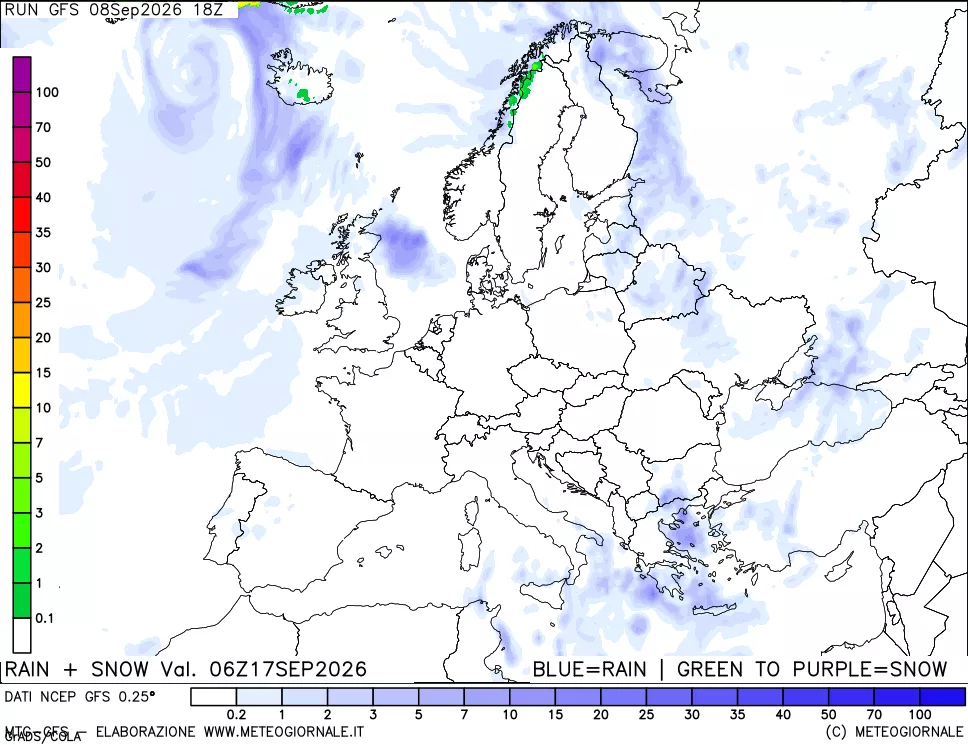mappa Precipitazioni totali e nevose
