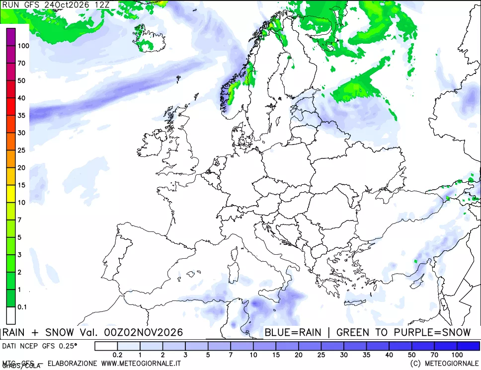 mappa Precipitazioni totali e nevose