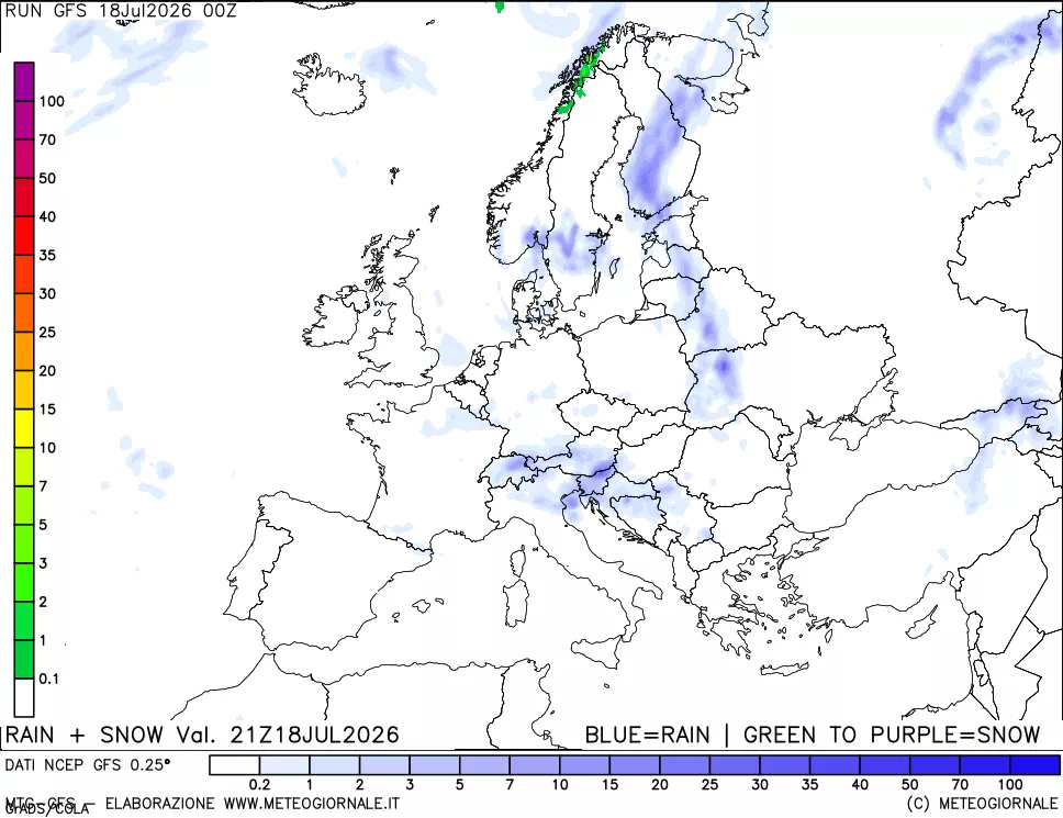 mappa Precipitazioni totali e nevose