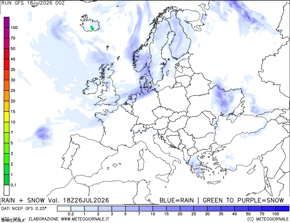 mappa Precipitazioni totali e nevose