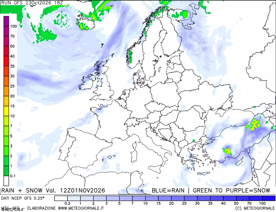 mappa Precipitazioni totali e nevose