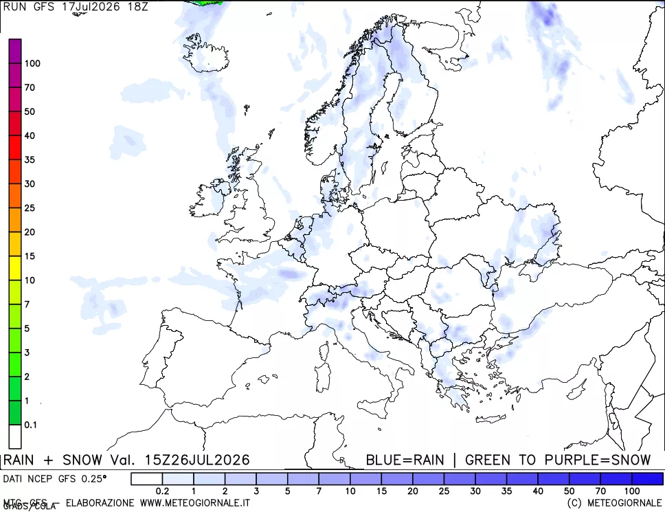 mappa Precipitazioni totali e nevose