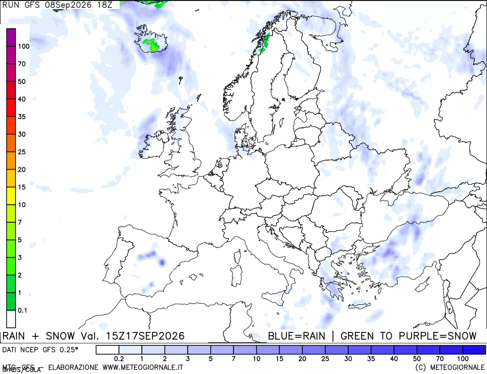 mappa Precipitazioni totali e nevose