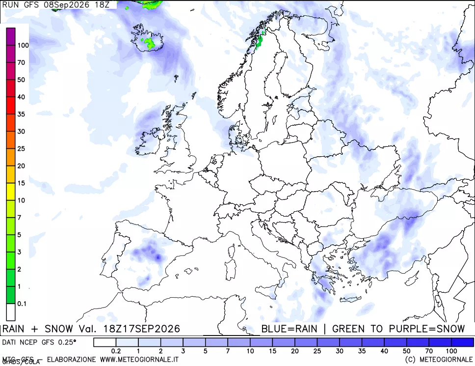 mappa Precipitazioni totali e nevose