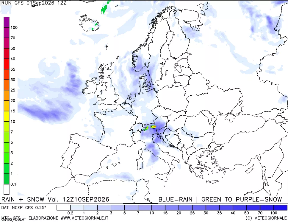 mappa Precipitazioni totali e nevose