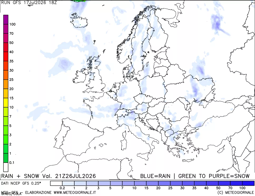 mappa Precipitazioni totali e nevose