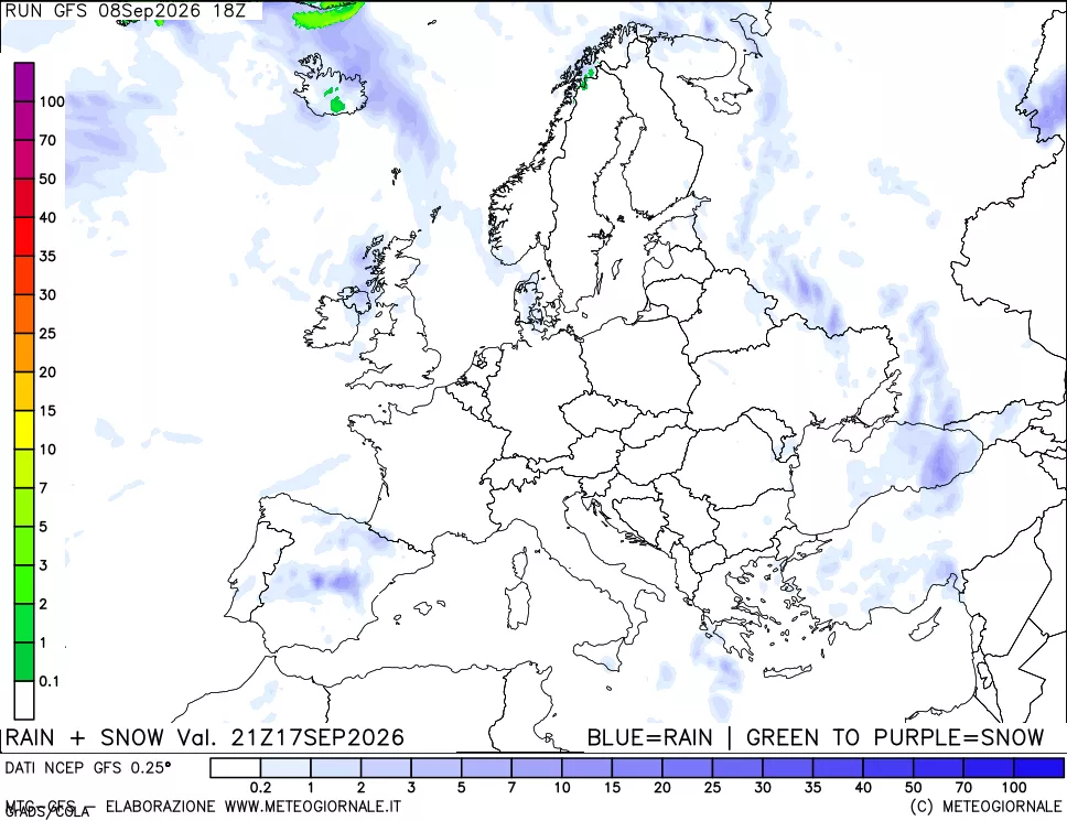 mappa Precipitazioni totali e nevose