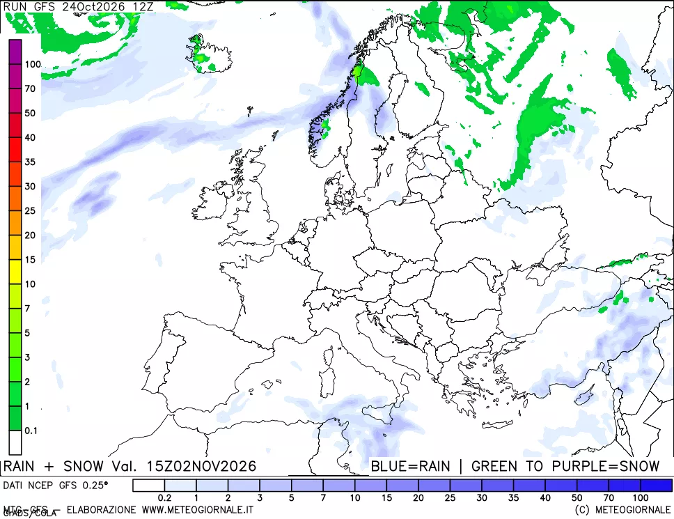 mappa Precipitazioni totali e nevose