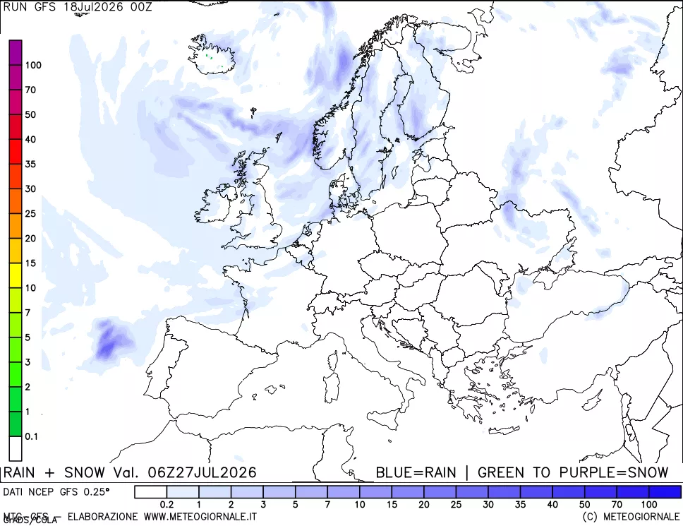 mappa Precipitazioni totali e nevose