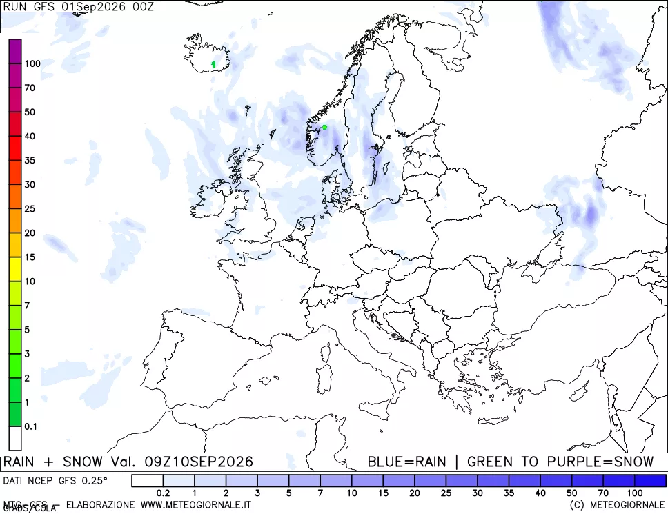 mappa Precipitazioni totali e nevose