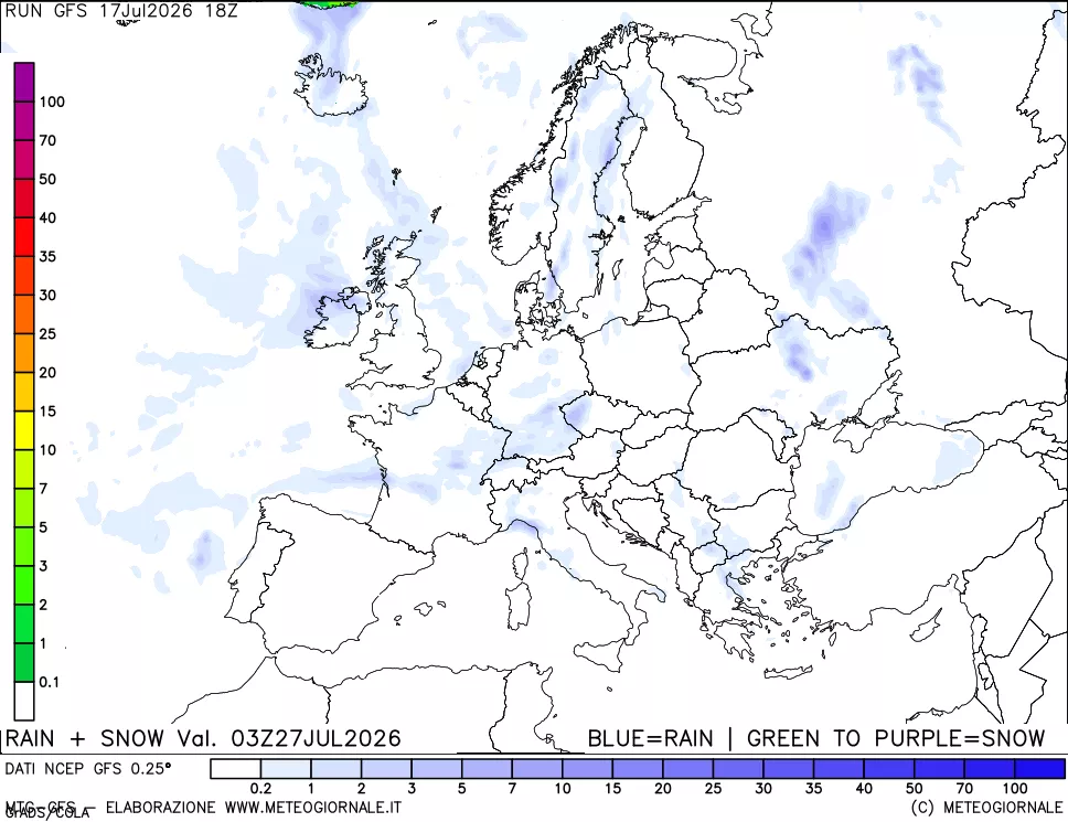 mappa Precipitazioni totali e nevose