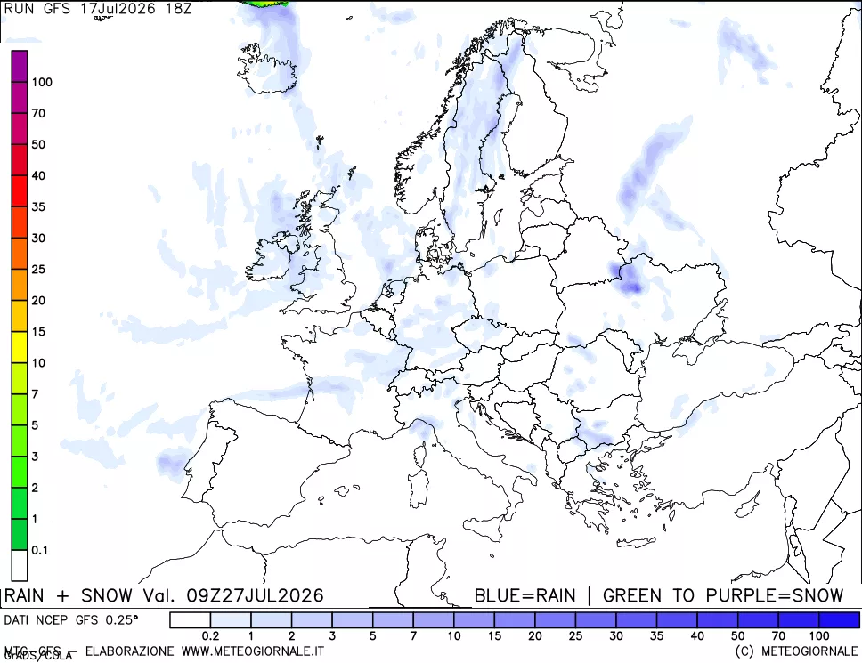mappa Precipitazioni totali e nevose