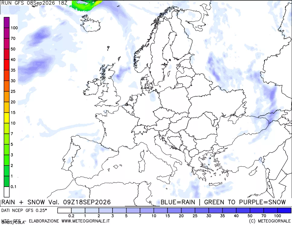 mappa Precipitazioni totali e nevose