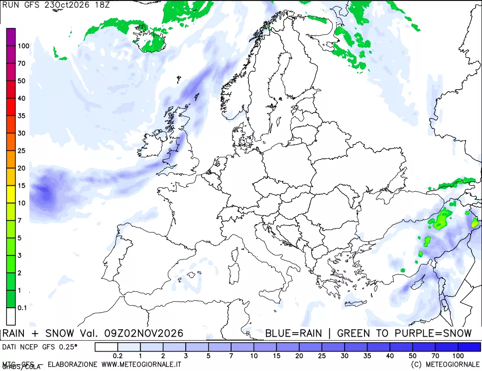 mappa Precipitazioni totali e nevose
