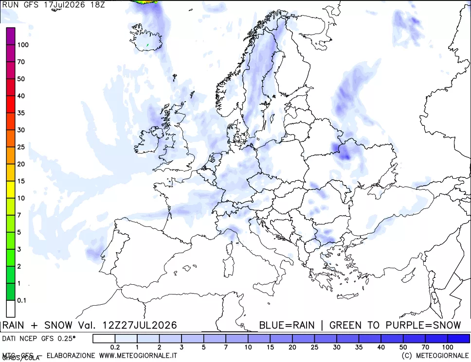 mappa Precipitazioni totali e nevose