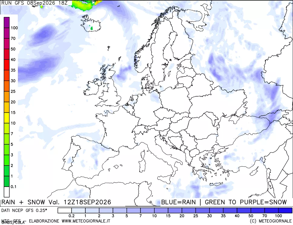 mappa Precipitazioni totali e nevose