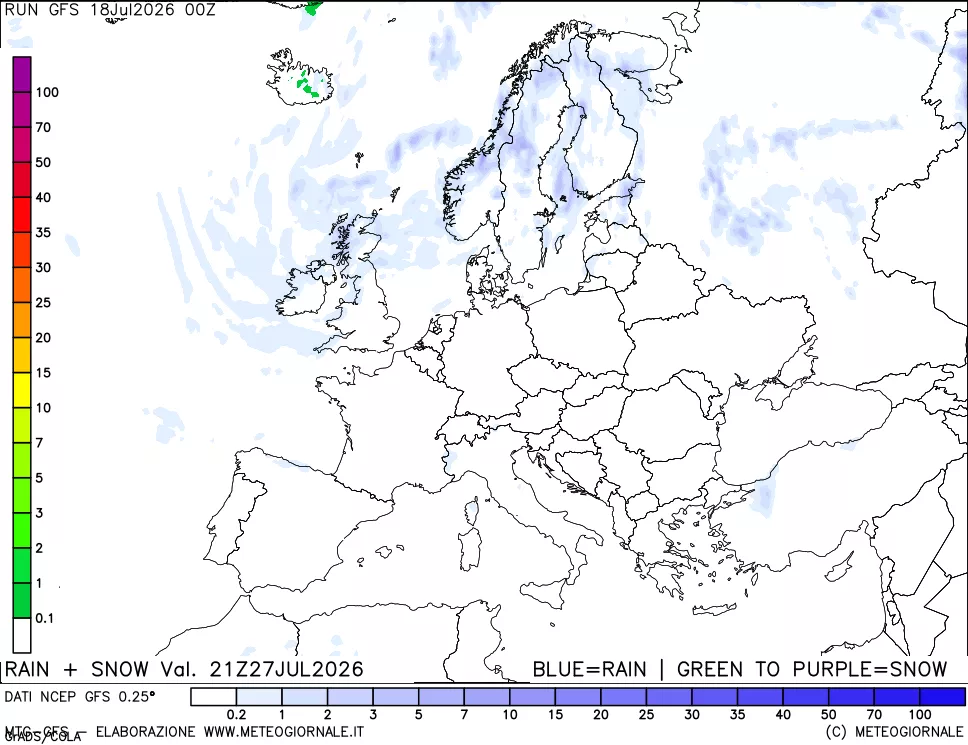 mappa Precipitazioni totali e nevose