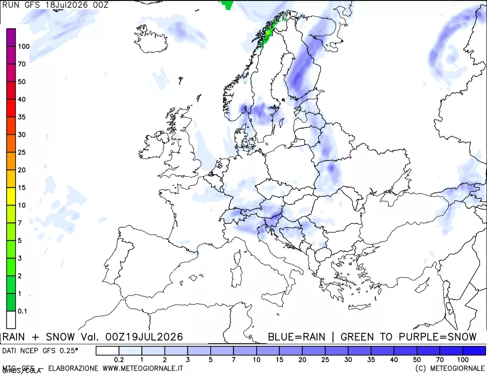 mappa Precipitazioni totali e nevose