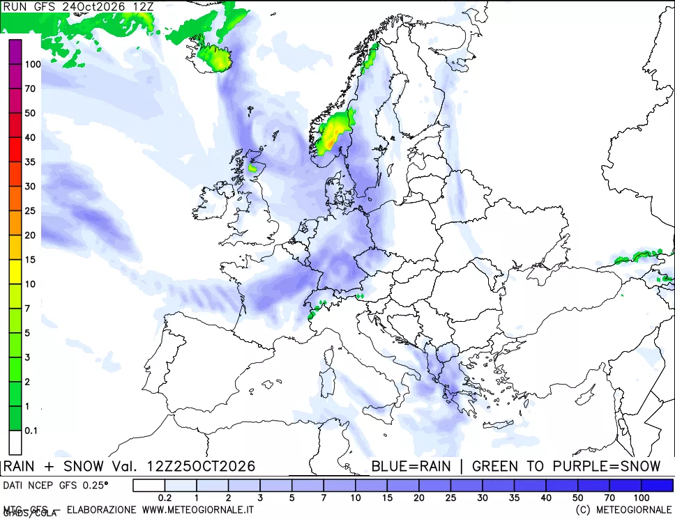 mappa Precipitazioni totali e nevose