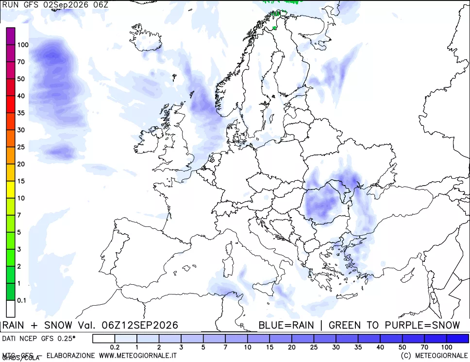 mappa Precipitazioni totali e nevose