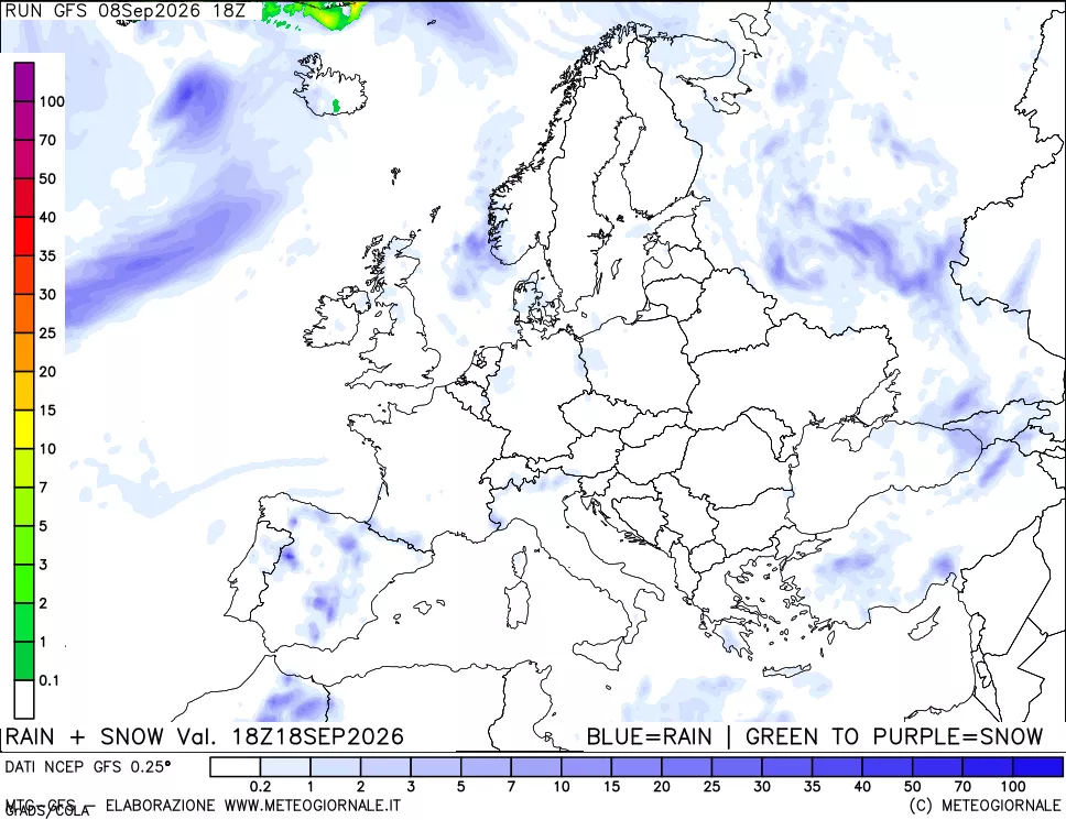 mappa Precipitazioni totali e nevose