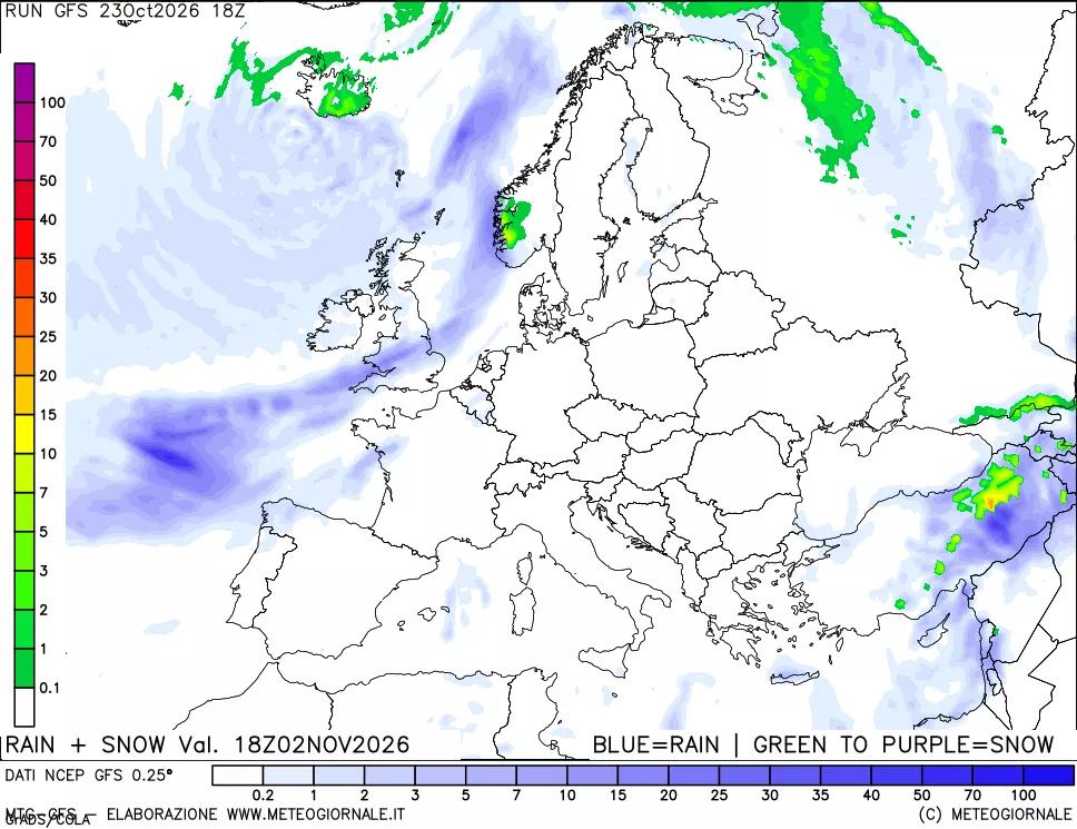 mappa Precipitazioni totali e nevose