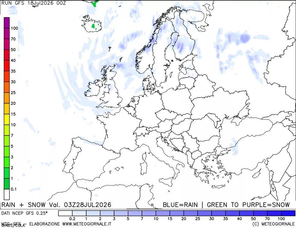 mappa Precipitazioni totali e nevose