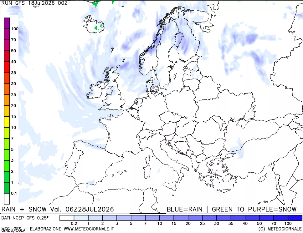 mappa Precipitazioni totali e nevose