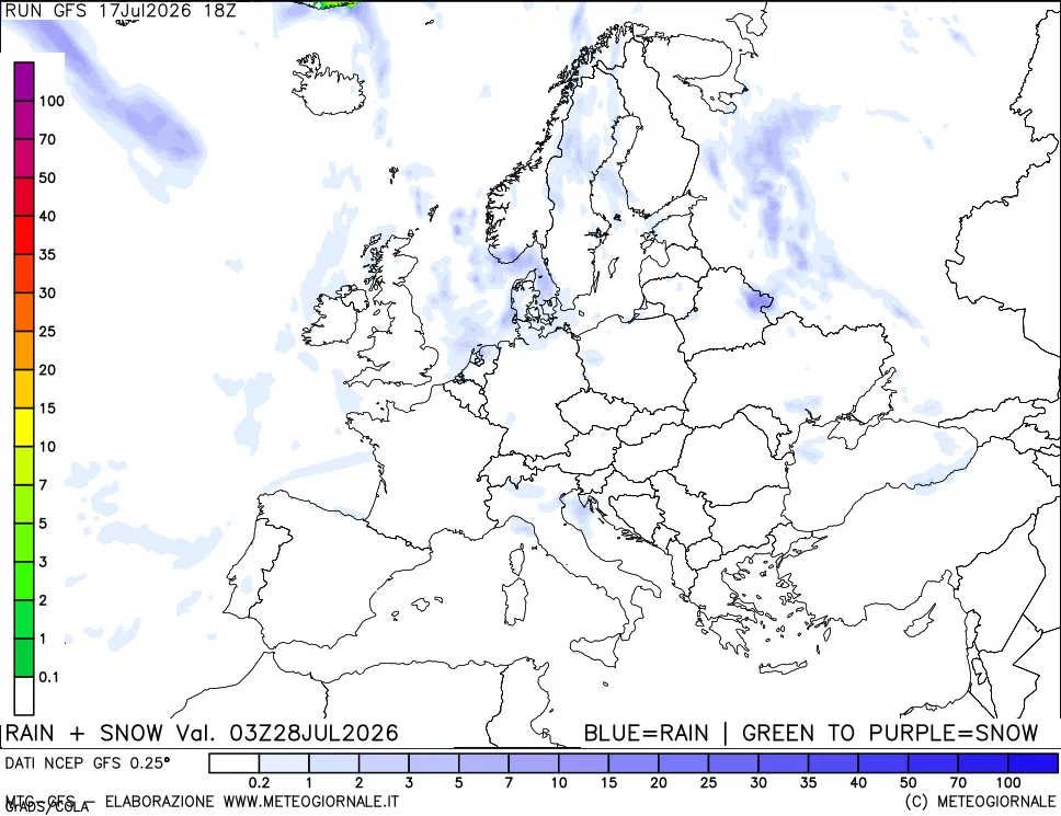 mappa Precipitazioni totali e nevose