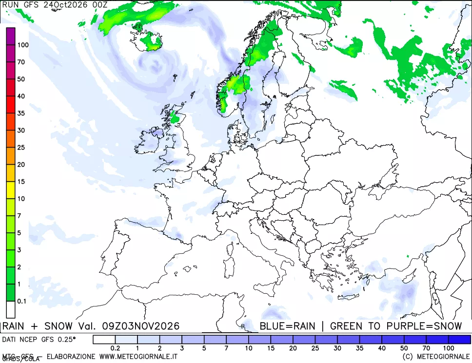mappa Precipitazioni totali e nevose