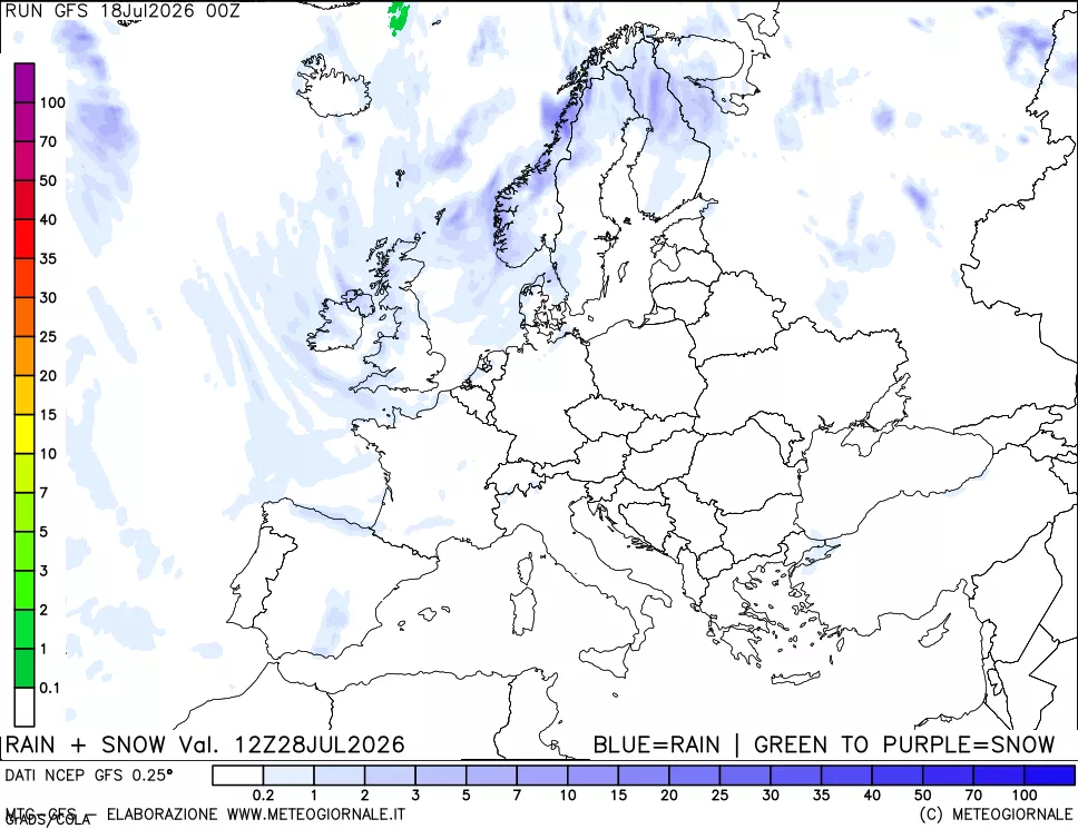 mappa Precipitazioni totali e nevose
