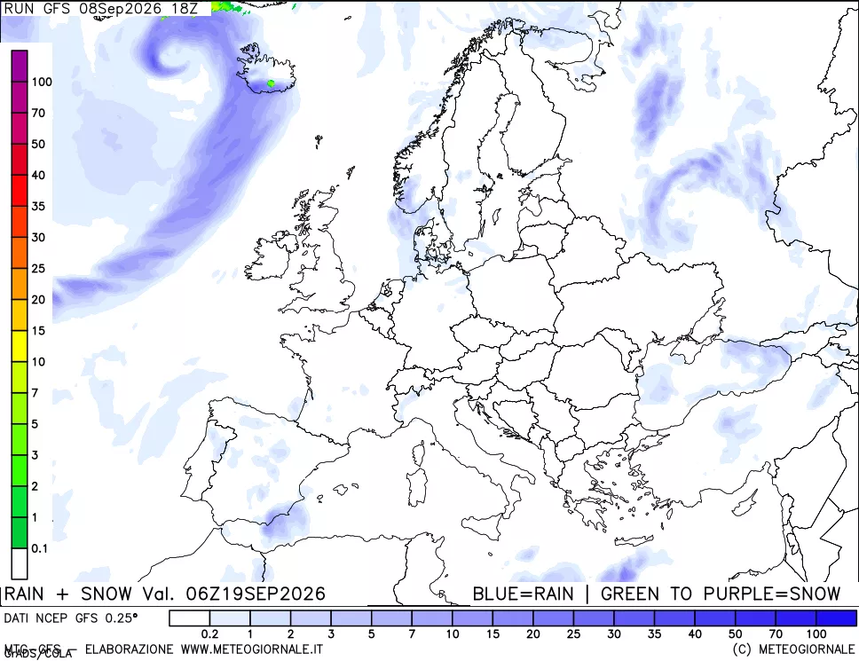 mappa Precipitazioni totali e nevose