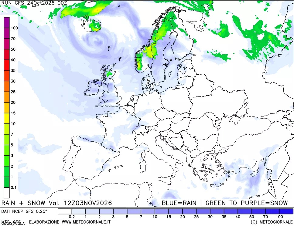 mappa Precipitazioni totali e nevose