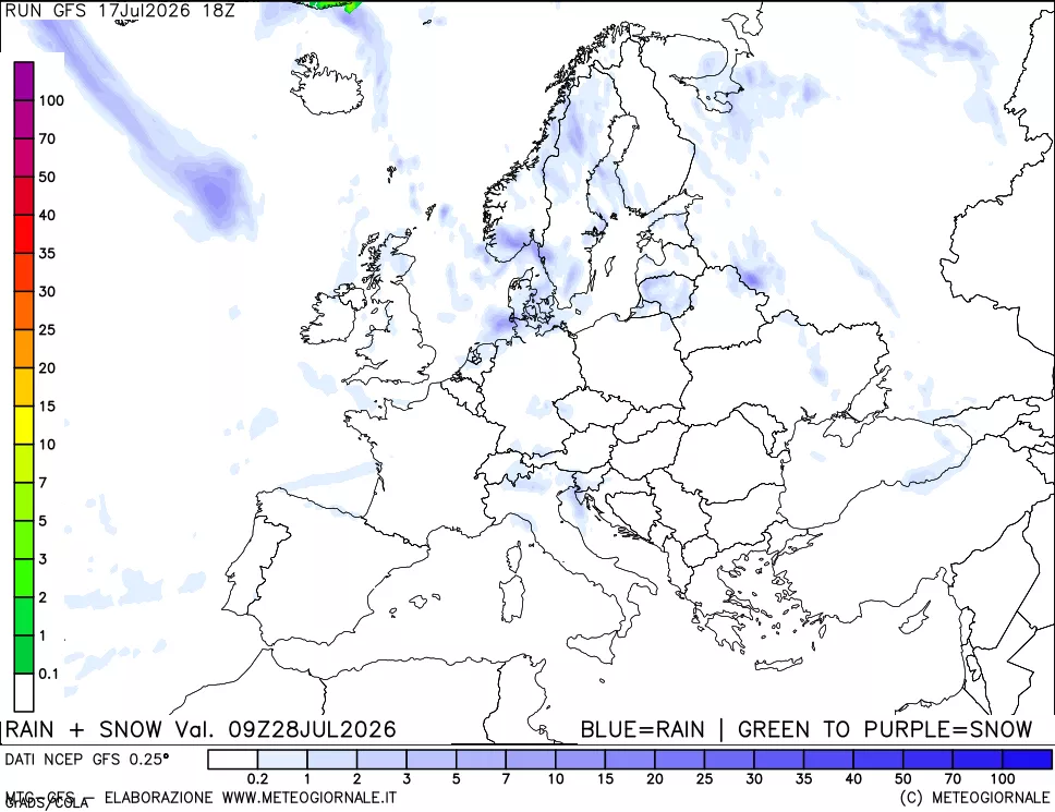 mappa Precipitazioni totali e nevose