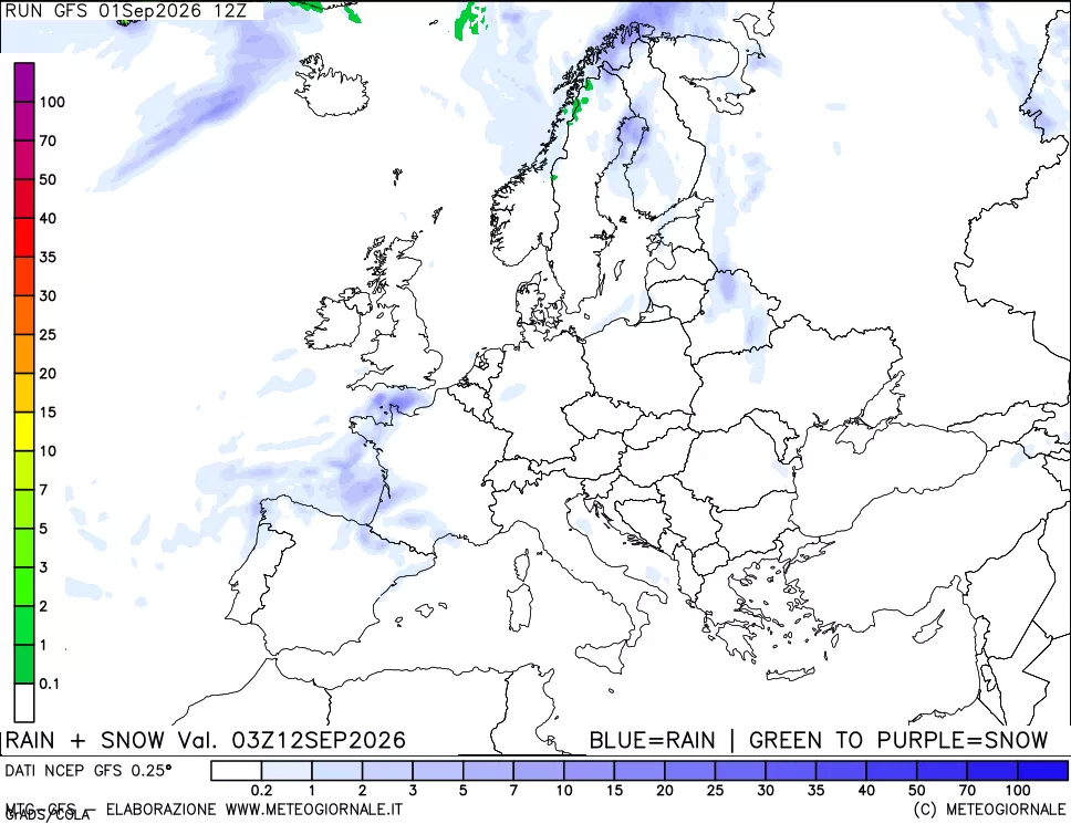 mappa Precipitazioni totali e nevose