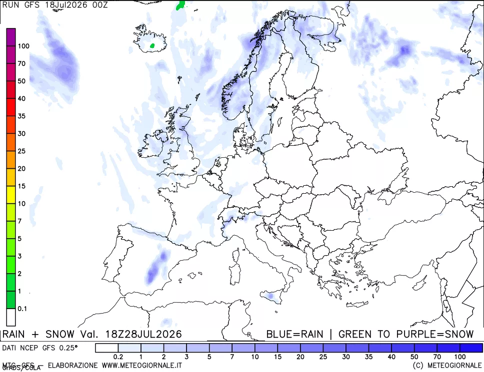 mappa Precipitazioni totali e nevose