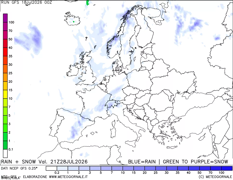 mappa Precipitazioni totali e nevose