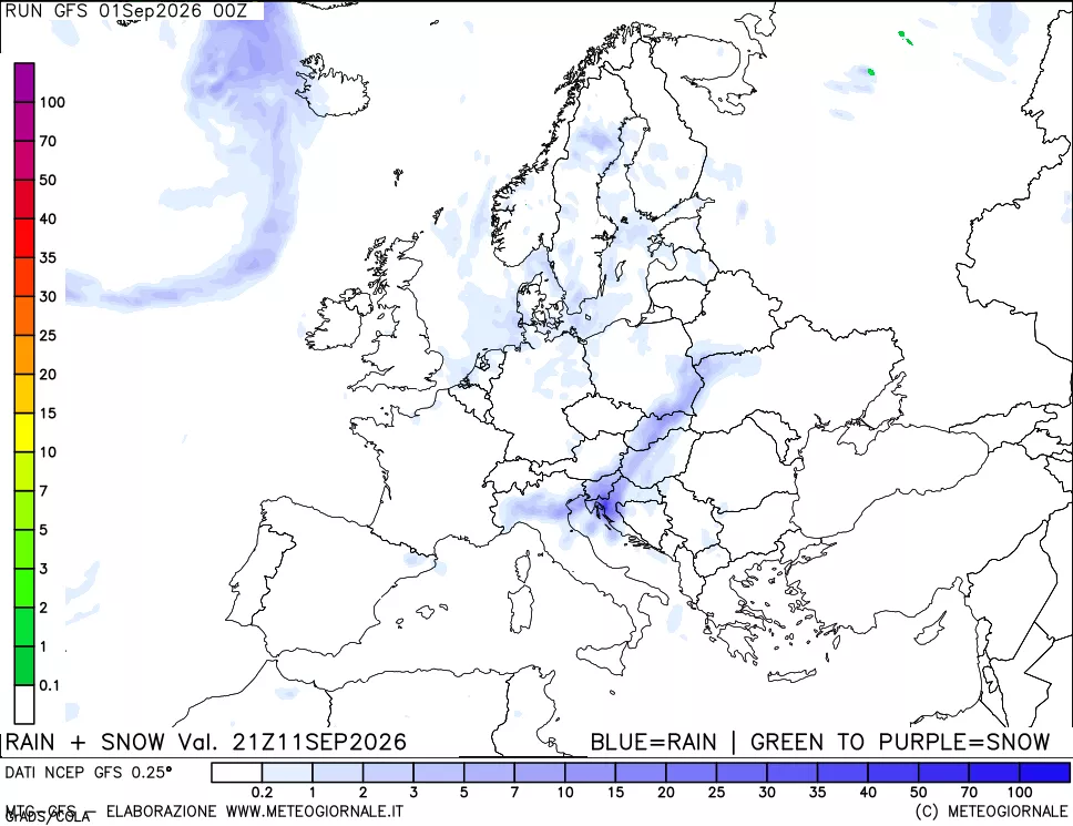 mappa Precipitazioni totali e nevose