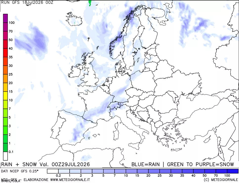 mappa Precipitazioni totali e nevose