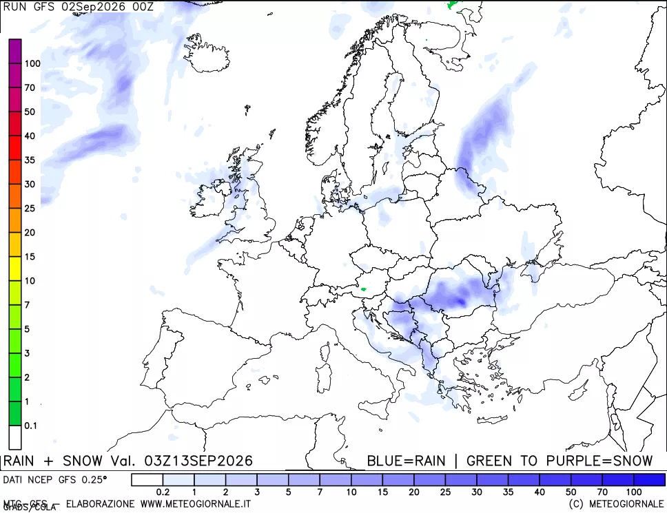 mappa Precipitazioni totali e nevose