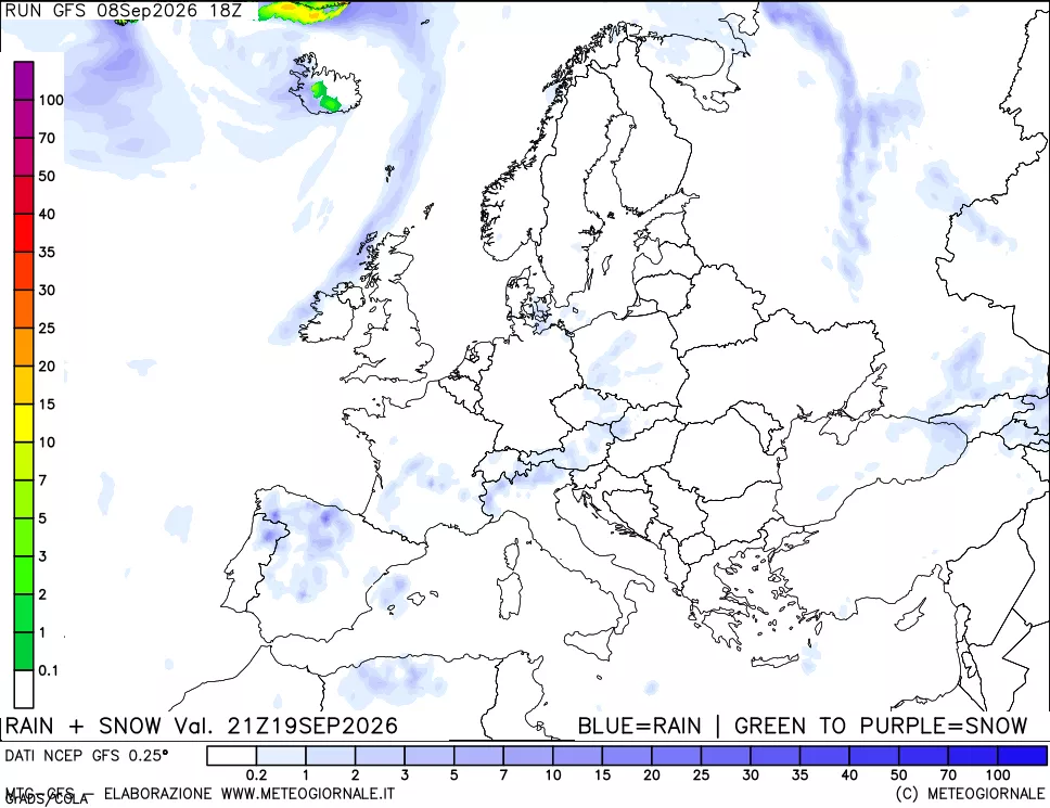 mappa Precipitazioni totali e nevose