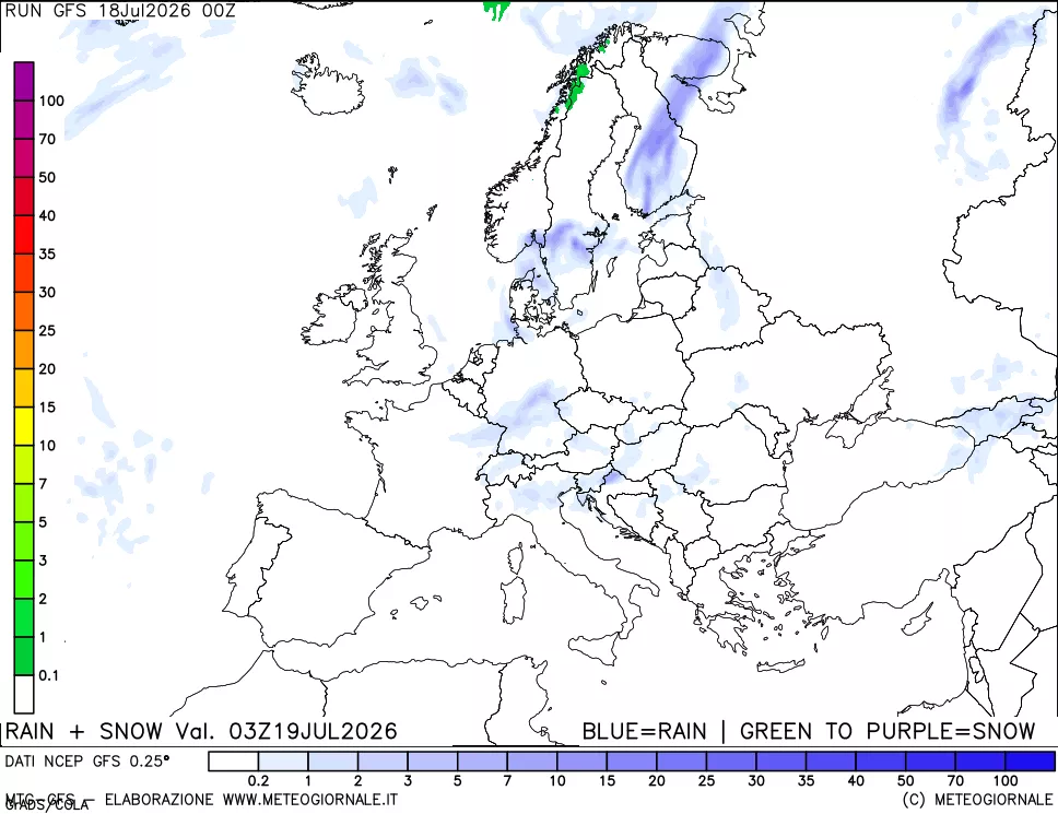 mappa Precipitazioni totali e nevose