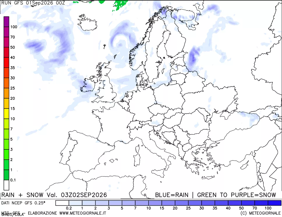 mappa Precipitazioni totali e nevose