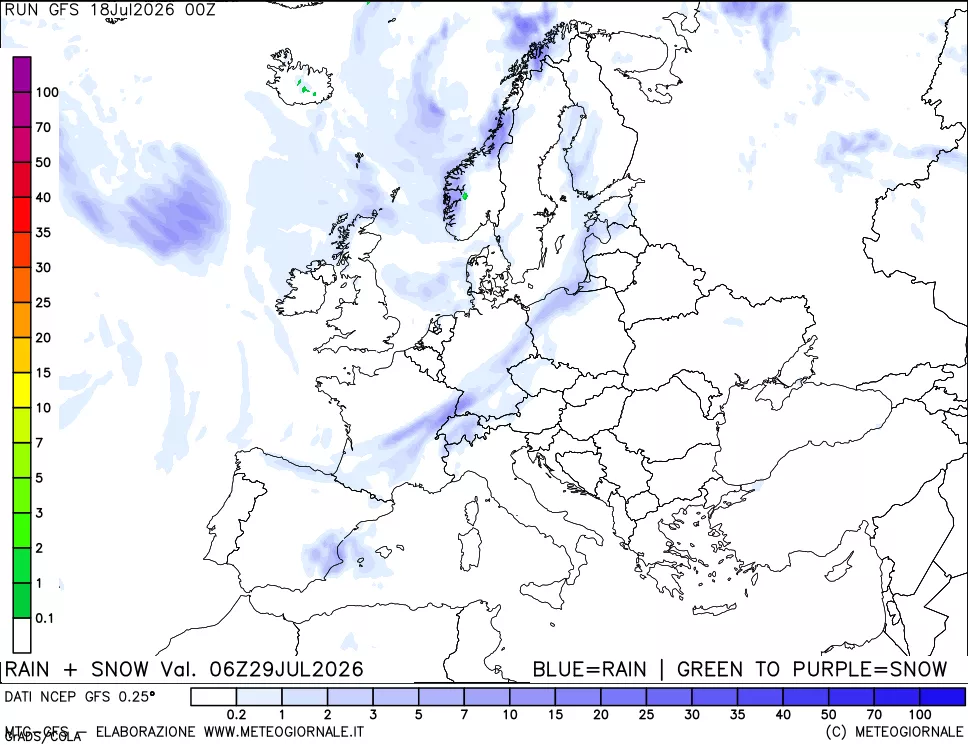 mappa Precipitazioni totali e nevose