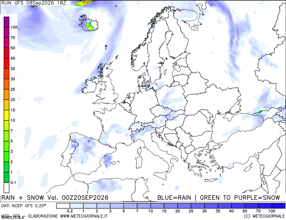 mappa Precipitazioni totali e nevose