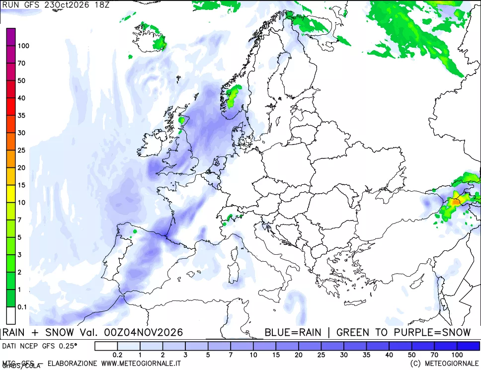mappa Precipitazioni totali e nevose